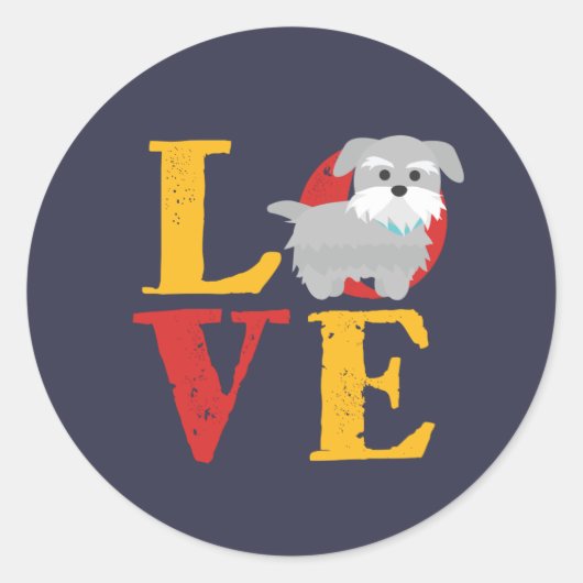 Funny I Love Miniature Schnauzer I Heart Hondenlie Ronde Sticker (Voorkant)