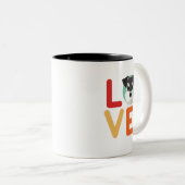 Funny I Love Miniature Schnauzer I Heart Hondenlie Tweekleurige Koffiemok (Voorkant rechts)