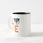 Funny I Love Miniature Schnauzer I Heart Hondenlie Tweekleurige Koffiemok (Voorkant links)