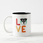 Funny I Love Miniature Schnauzer I Heart Hondenlie Tweekleurige Koffiemok (Links)