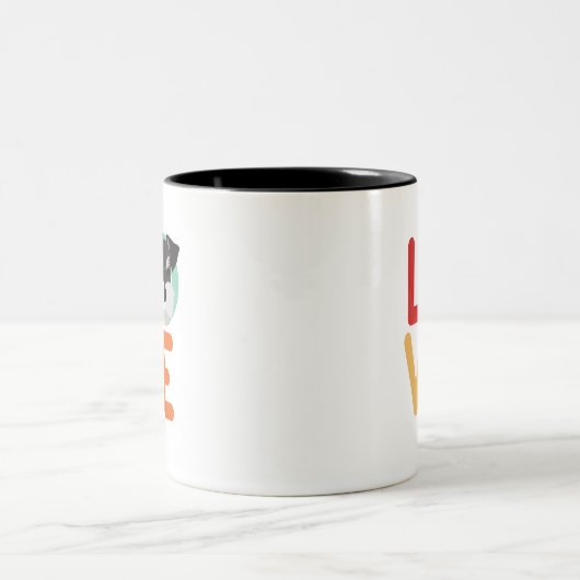 Funny I Love Miniature Schnauzer I Heart Hondenlie Tweekleurige Koffiemok (Center)