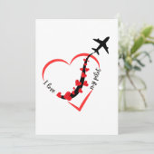 Funny I love My Pilot Heart & Airplane Romantic Kaart (Staand voorkant)