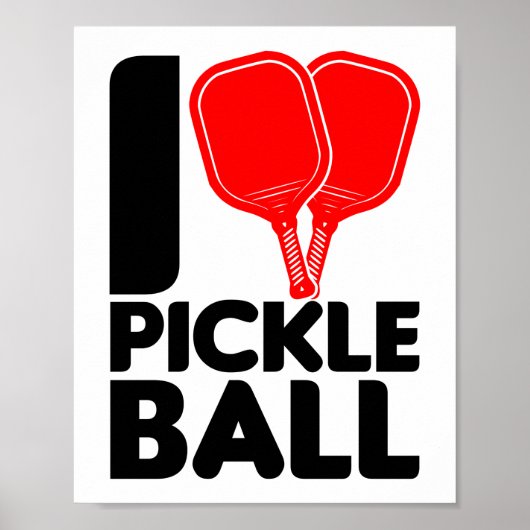 Funny I Love Pickleball Heart Poster (Voorkant)