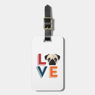 Funny I Love Pug I Heart My Dog Puppy Lover Bagagelabel