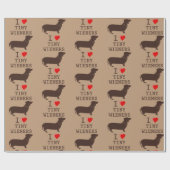 Funny I Love Tiny Wiener Dachshund Cadeaupapier (Vlak)