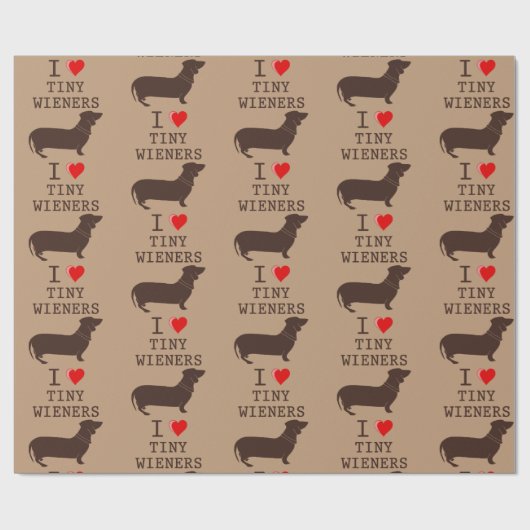 Funny I Love Tiny Wiener Dachshund Cadeaupapier (Vlak)