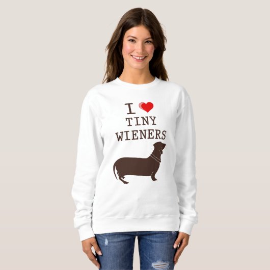 Funny I Love Tiny Wiener Dachshund Dog Trui (Voorkant volledig)
