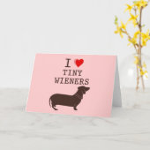 Funny I Love Tiny Wiener Dachshund Kaart (Gele Bloem)