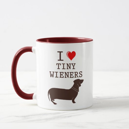 Funny I Love Tiny Wiener Dachshund Mok (Links)