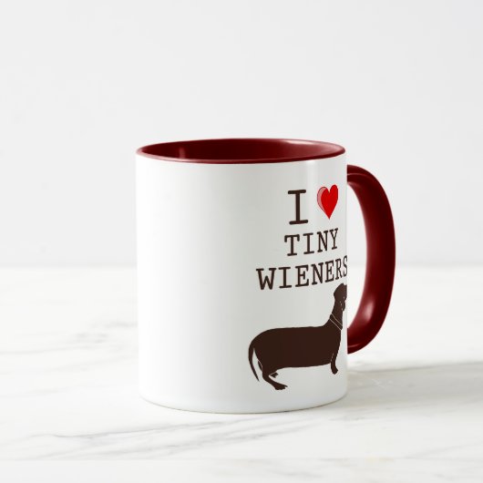 Funny I Love Tiny Wiener Dachshund Mok (Voorkant rechts)