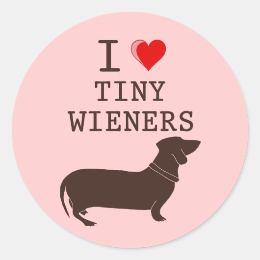 Funny I Love Tiny Wiener Dachshund Ronde Sticker (Voorkant)