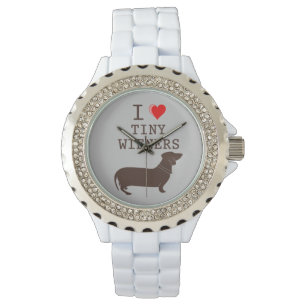 Funny I Love Tiny Wiener Dachshund Silver Plating Horloge