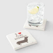 Funny I Love Tiny Wiener Dachshund Stenen Onderzetter (Zijkant)