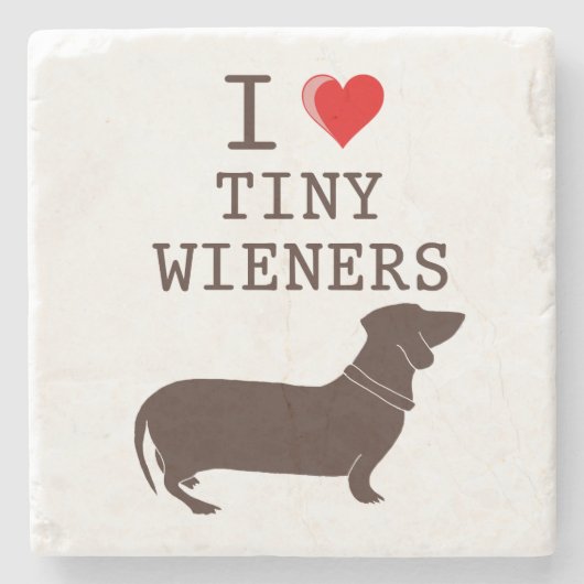 Funny I Love Tiny Wiener Dachshund Stenen Onderzetter (Voorkant)
