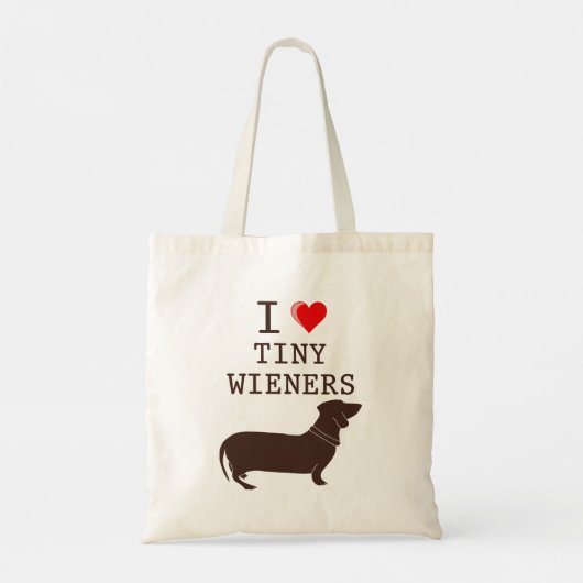 Funny I Love Tiny Wiener Dachshund Tote Bag (Achterkant)
