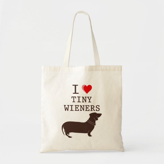 Funny I Love Tiny Wiener Dachshund Tote Bag (Voorkant)
