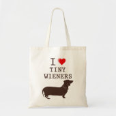 Funny I Love Tiny Wiener Dachshund Tote Bag (Voorkant)