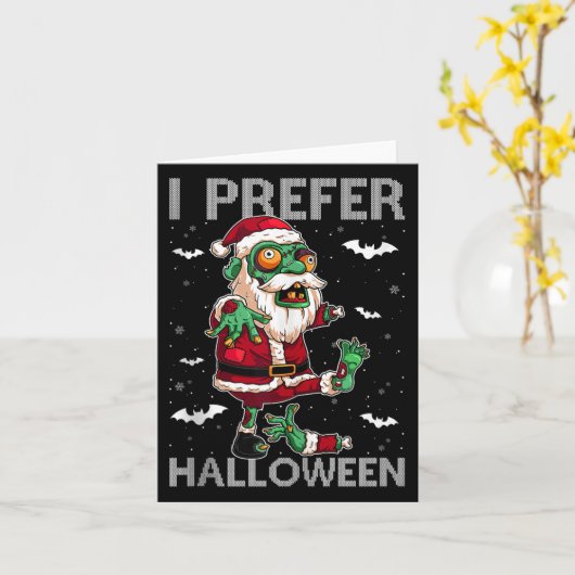 Funny I Prefer Halloween Santa Zombie Ugly Christm Kaart (Gele Bloem)