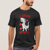 Funny I Steal Hearts Cute Valentijnsdag Dino Lov T-shirt (Voorkant)
