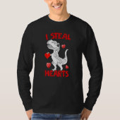 Funny I Steal Hearts Cute Valentine's Day Dino Lov T-shirt (Voorkant)