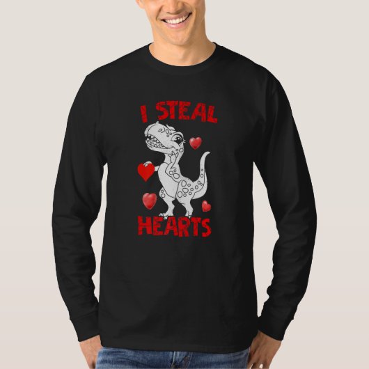 Funny I Steal Hearts Cute Valentine's Day Dino Lov T-shirt (Voorkant)