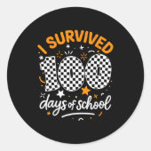 Funny I Survived 100 Days Of School Student Teache Ronde Sticker (Voorkant)
