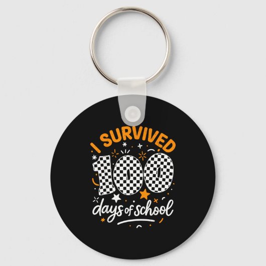 Funny I Survived 100 Days Of School Student Teache Sleutelhanger (Voorkant)