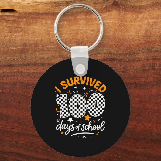 Funny I Survived 100 Days Of School Student Teache Sleutelhanger (Voorkant)