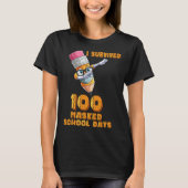 Funny I Survived 100 Masked School Days Cool Dabbi T-shirt (Voorkant)