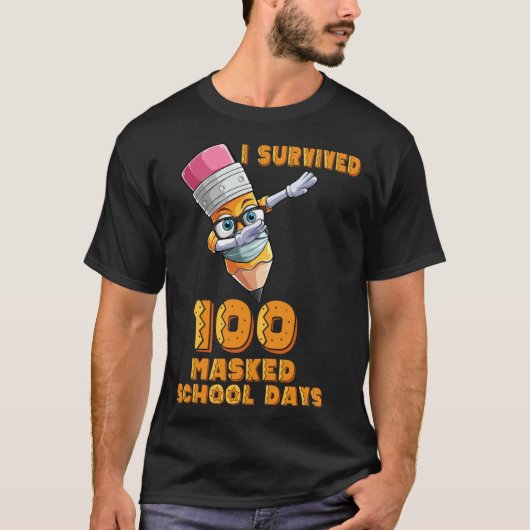 Funny I Survived 100 Masked School Days Cool Dabbi T-shirt (Voorkant)