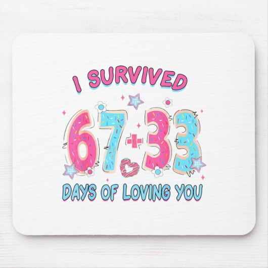 Funny I Survived 67 + 33 Days Of Loving You Valent Muismat (Voorkant)