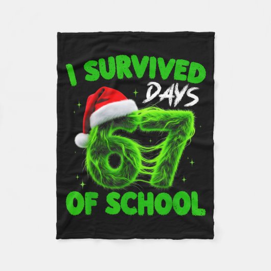 Funny I Survived 67 Days Of School Christmas Kids  Fleece Deken (Voorkant)