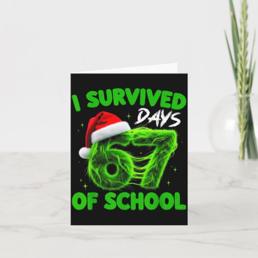 Funny I Survived 67 Days Of School Christmas Kids  Kaart (Voorkant)