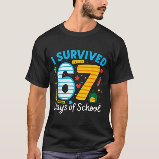 Funny I Survived 67 Days Of School Teacher Student T-shirt (Voorkant)