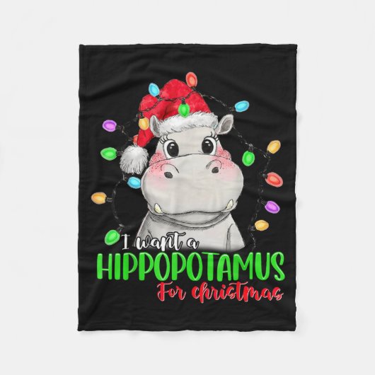 Funny I Want A Hiptamus For Christmas Xmas Hip Lov Fleece Deken (Voorkant)