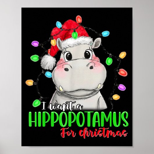 Funny I Want A Hiptamus For Christmas Xmas Hip Lov Poster (Voorkant)