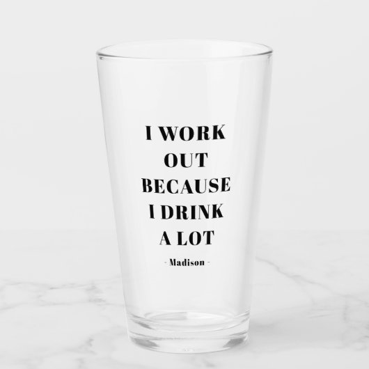Funny I work out Gym Exercise Quote Personated Glas (Voorkant)