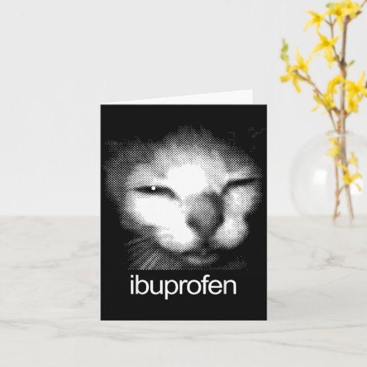 Funny Ibuprofen Cat Meme Retro Ugly Cat Face Mens  Kaart (Gele Bloem)