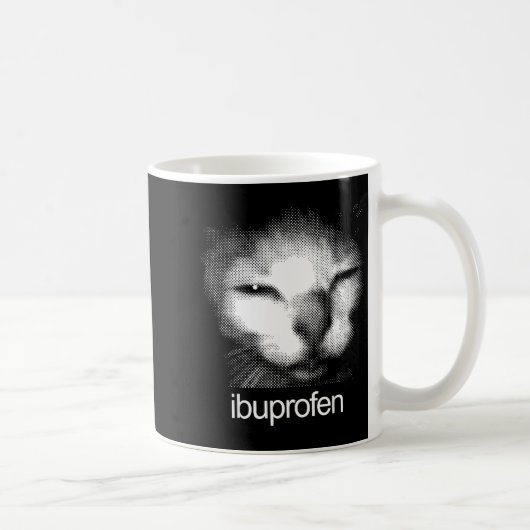Funny Ibuprofen Cat Meme Retro Ugly Cat Face Mens  Koffiemok (Rechts)