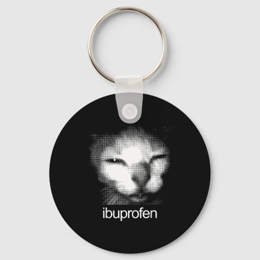 Funny Ibuprofen Cat Meme Retro Ugly Cat Face Mens  Sleutelhanger (Voorkant)