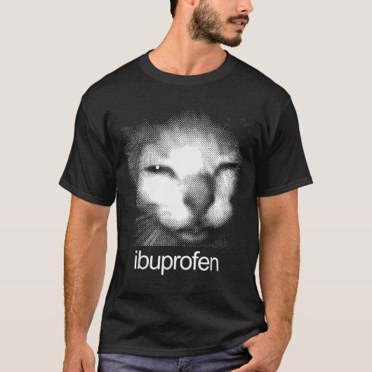 Funny Ibuprofen Cat Meme Retro Ugly Cat Face Mens  T-shirt (Voorkant)