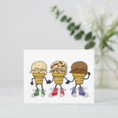 Funny Ice Cream Cone Cartoon Characters Briefkaart (Staand voorkant)