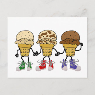 Funny Ice Cream Cone Cartoon Characters Briefkaart
