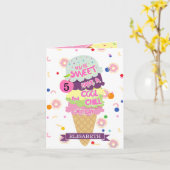 Funny Ice Cream Cone Kids Verjaardag Kaart (Gele Bloem)