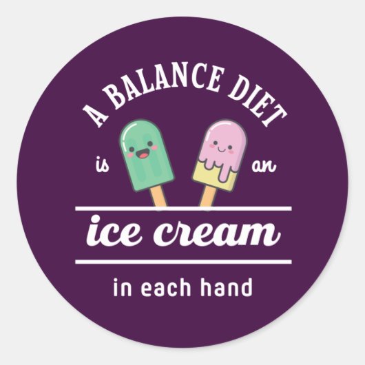 Funny Ice Cream Diet Quote Hot Summer Ronde Sticker (Voorkant)