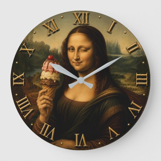 Funny Ice Cream Mona Lisa Grote Klok (Voorkant)