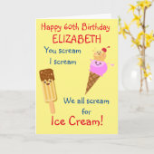 Funny Ice Cream Scream Humor Schattige Retro Verja Kaart (Gele Bloem)