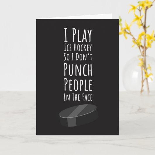 Funny Ice Hockey Cards Humor Sports Team Lover Fan Kaart (Gele Bloem)