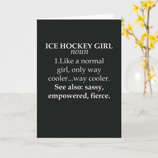 Funny Ice Hockey Cards Sports Women Athlete Kaart (Gele Bloem)