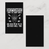 Funny Ice Hockey Defenseman Goalkeeper Quote Visitekaartje (Voorkant / Achterkant)